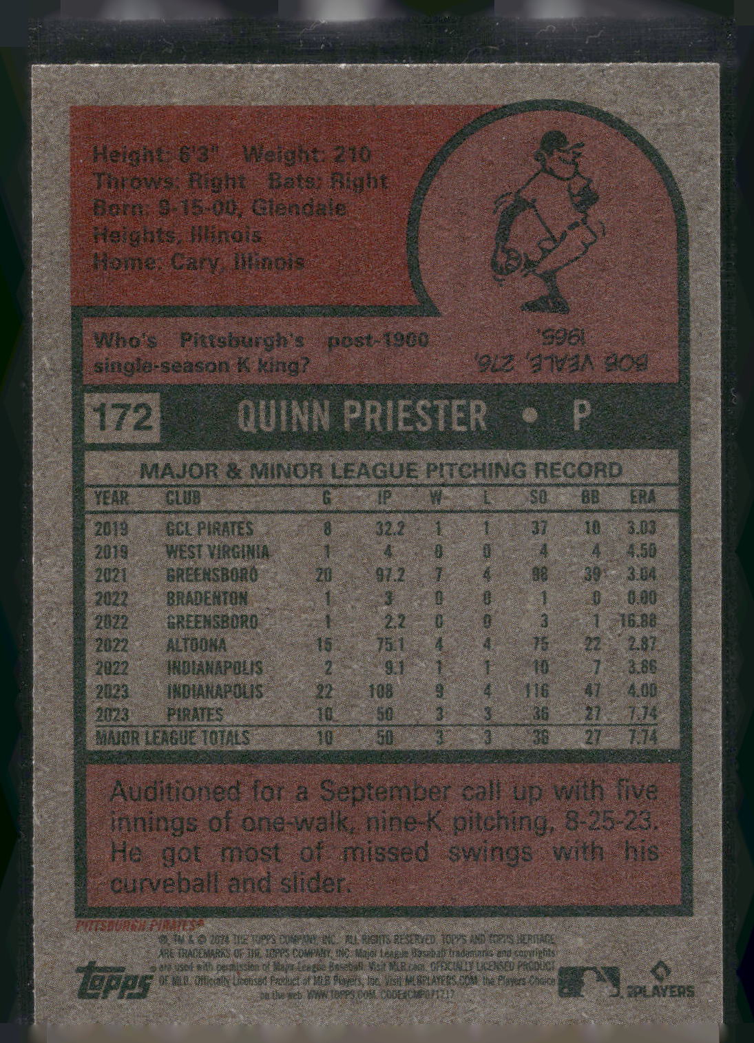 2024 Topps Heritage #172 Quinn Priester
