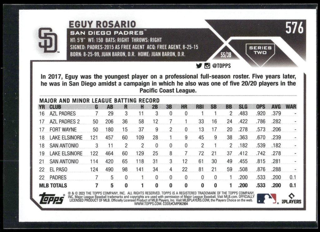2023 Topps #576 Eguy Rosario