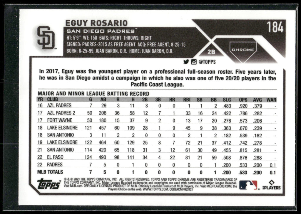 2023 Topps Chrome #184 Eguy Rosario