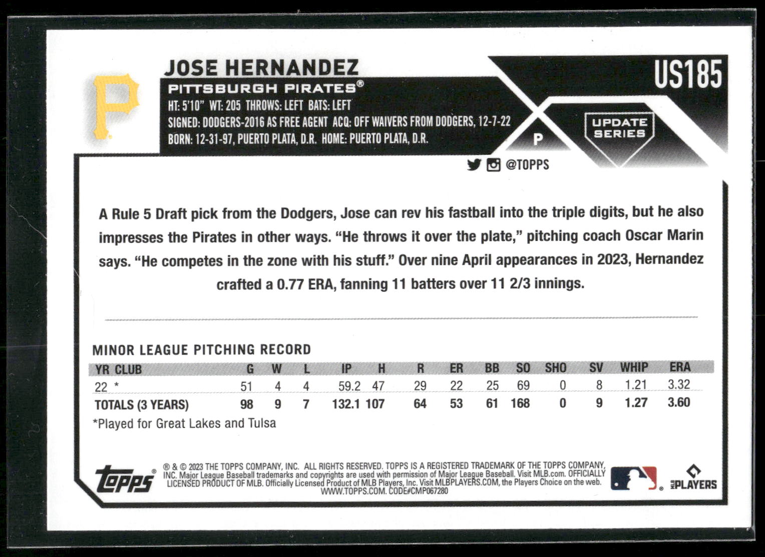 2023 Topps Update #US185 Jose Hernandez