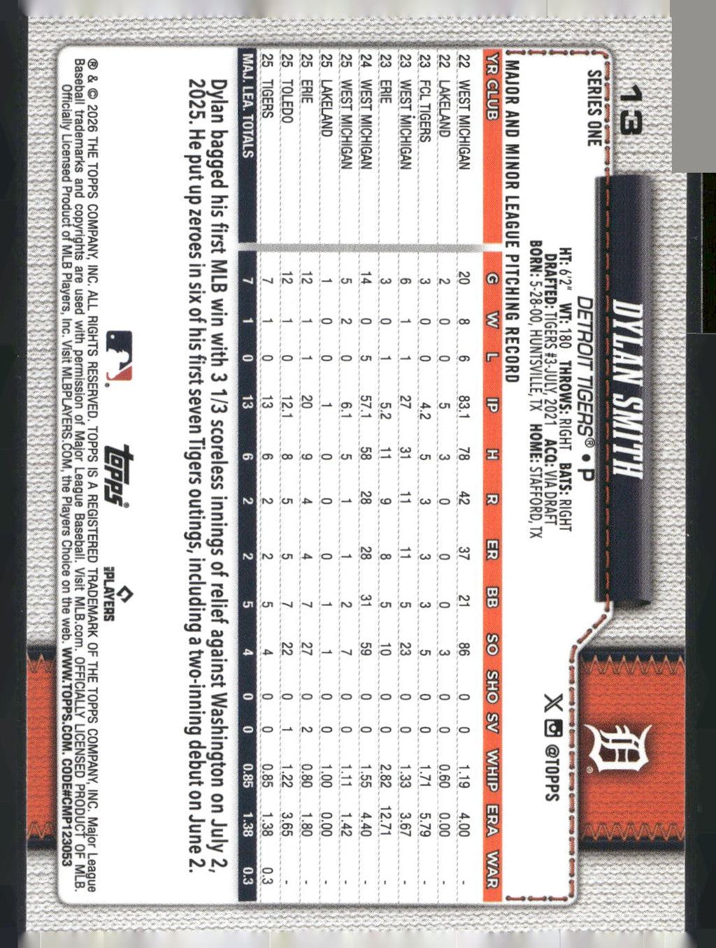 2026 Topps #13 Dylan Smith
