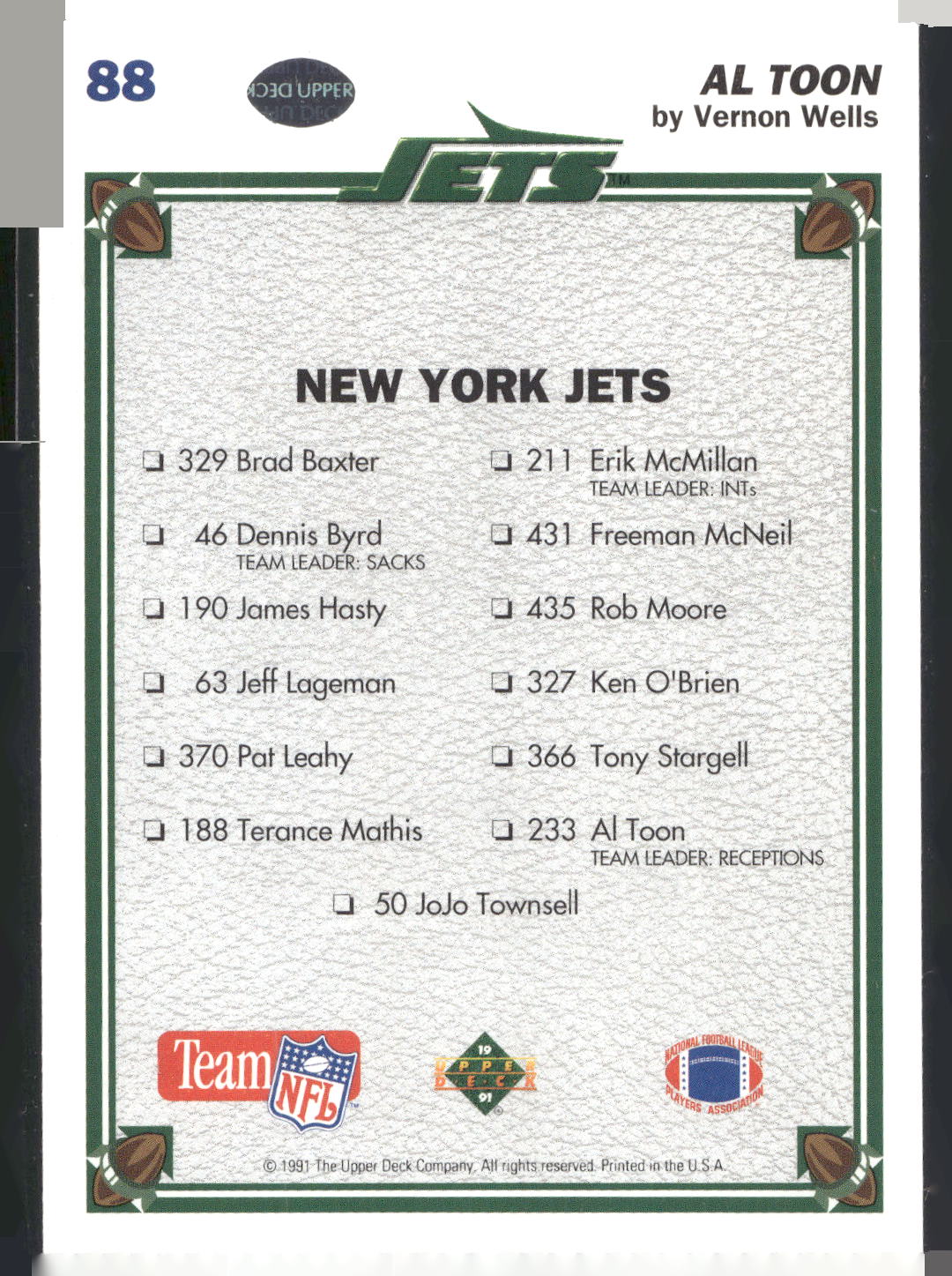 1991 Upper Deck #88 Al Toon