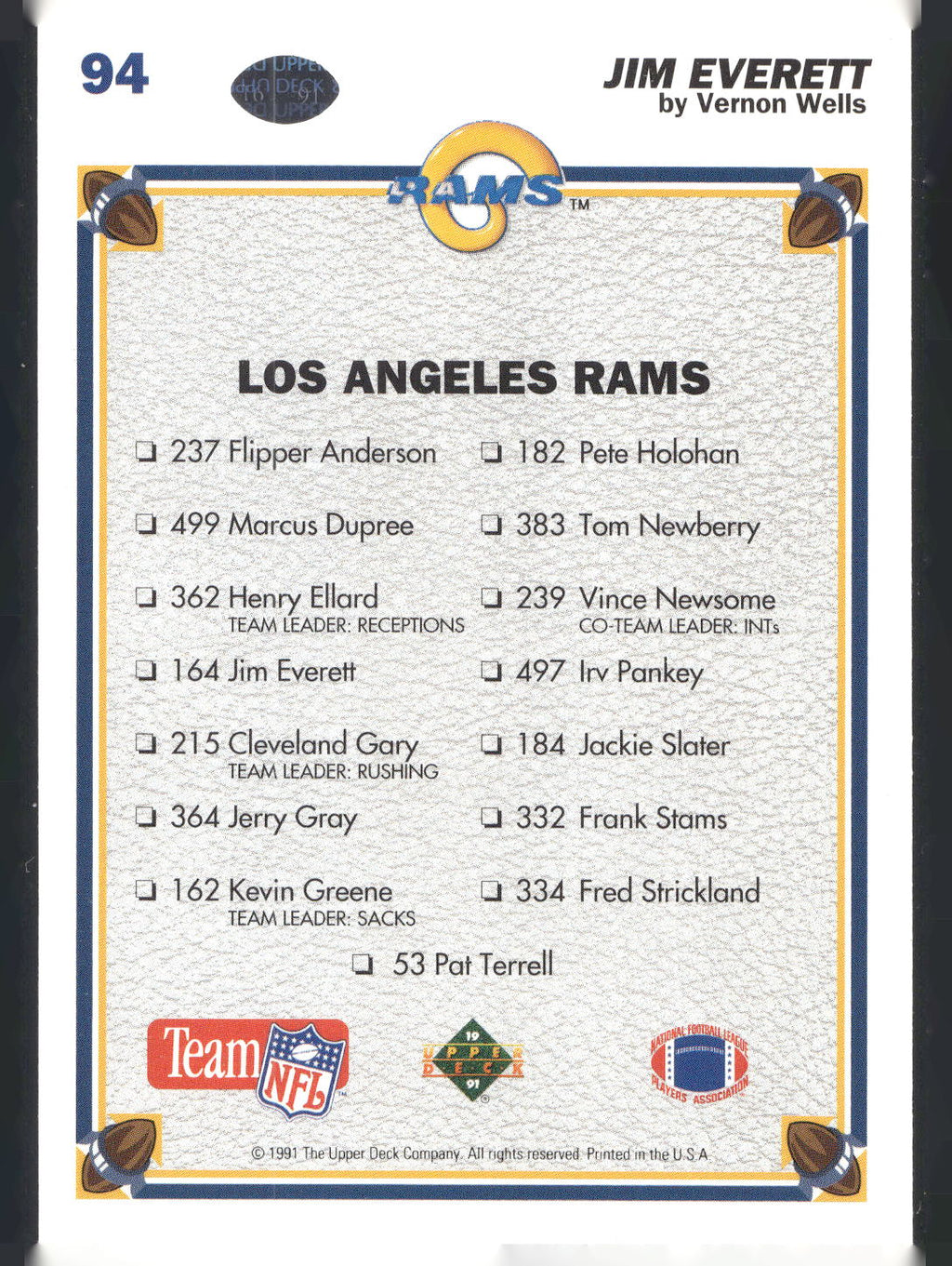 1991 Upper Deck #94c Jim Everett