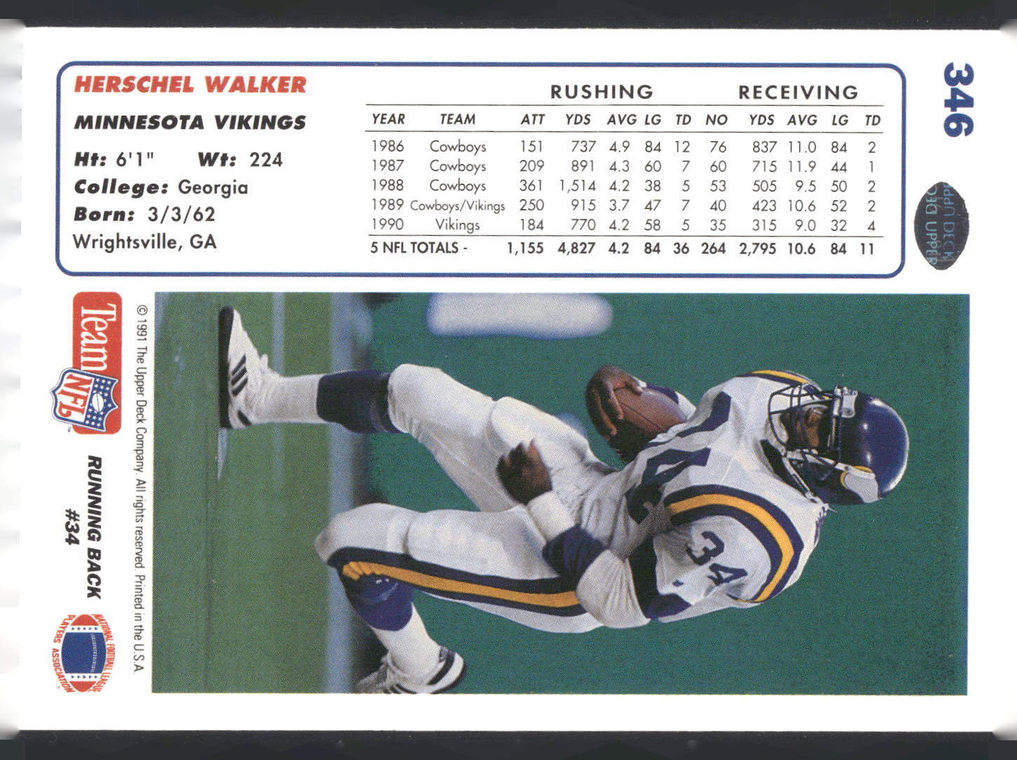1991 Upper Deck #346 Herschel Walker