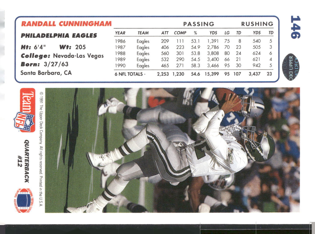 1991 Upper Deck #146 Randall Cunningham