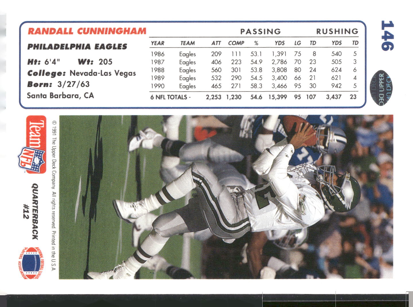1991 Upper Deck #146 Randall Cunningham