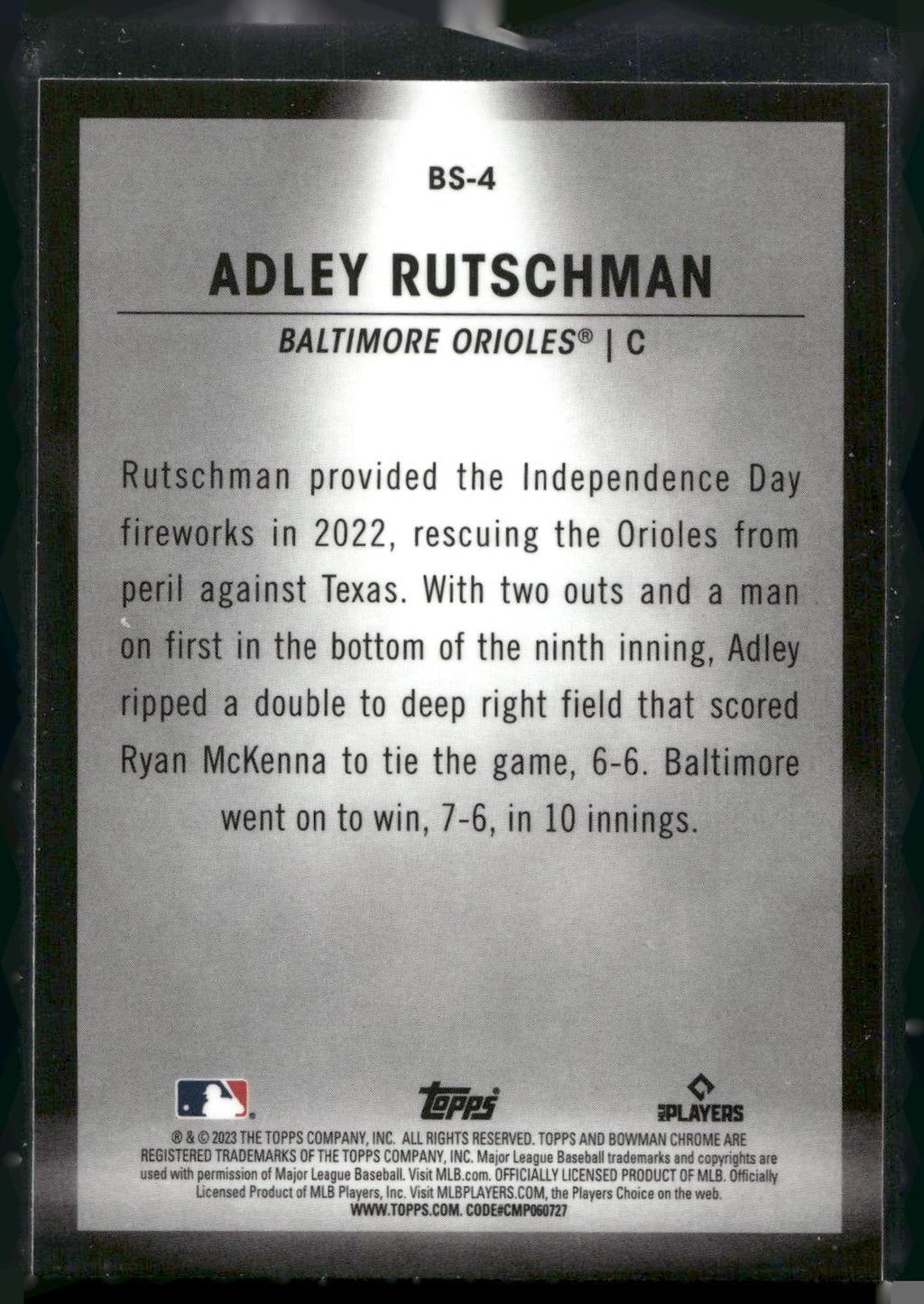 2023 Bowman #BS-4 Adley Rutschman Bowman Spotlights