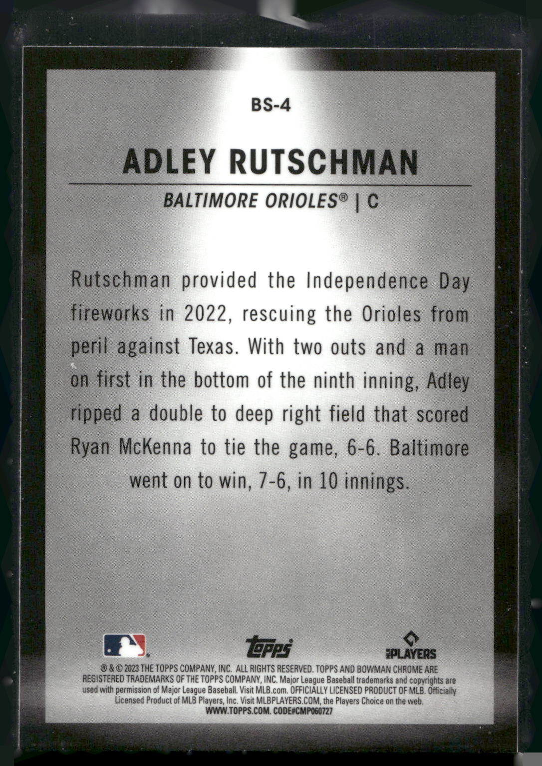 2023 Bowman #BS-4 Adley Rutschman Bowman Spotlights