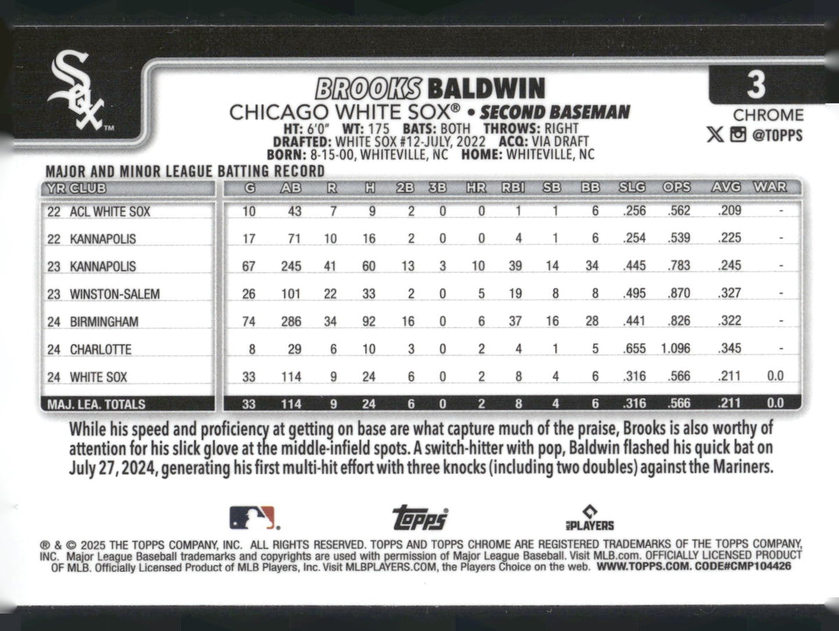 2025 Topps Chrome #3 Brooks Baldwin