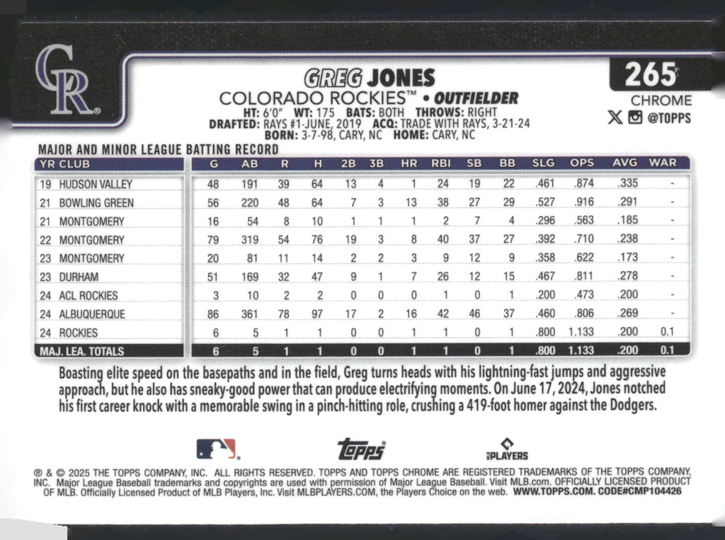 2025 Topps Chrome #265 Greg Jones