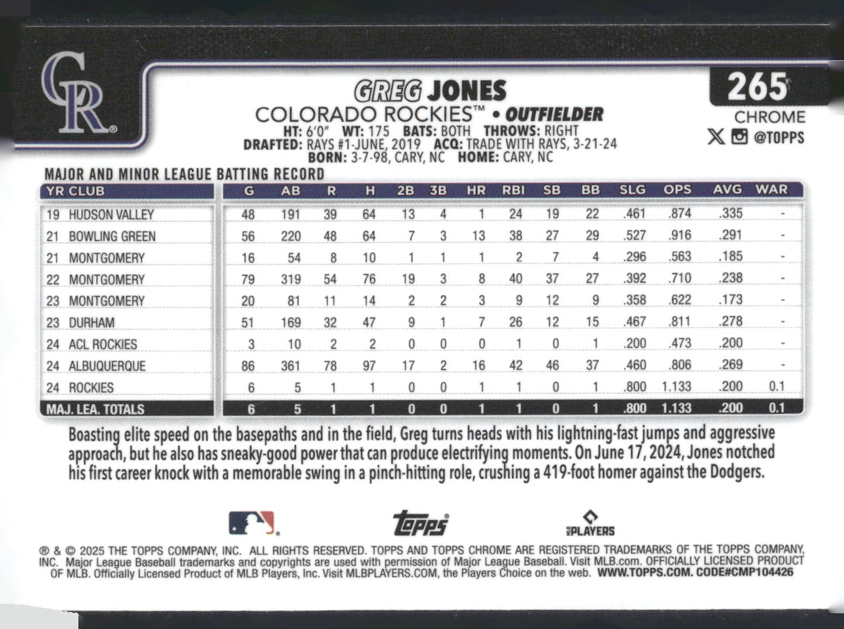 2025 Topps Chrome #265 Greg Jones