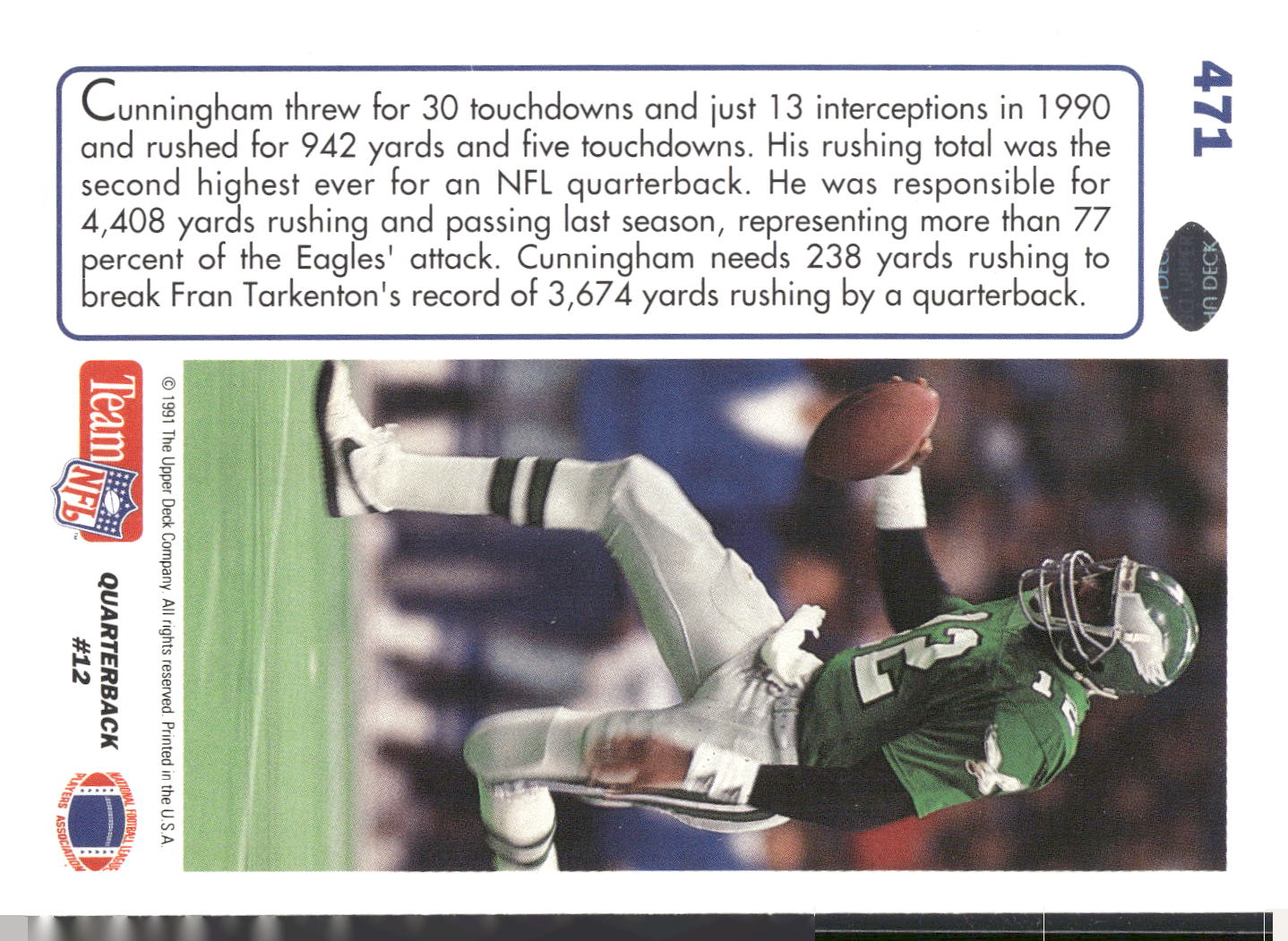 1991 Upper Deck #471 Randall Cunningham
