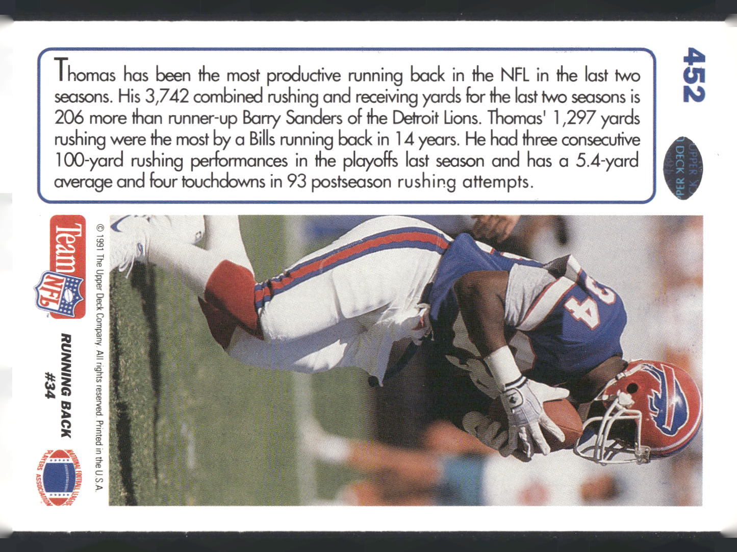 1991 Upper Deck #452 Thurman Thomas