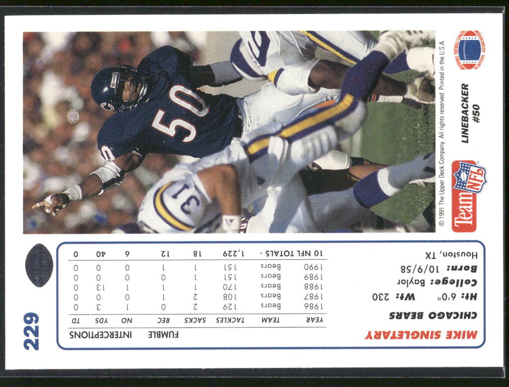 1991 Upper Deck #229 Mike Singletary