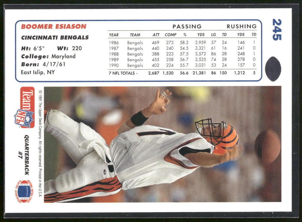 1991 Upper Deck #245 Boomer Esiason