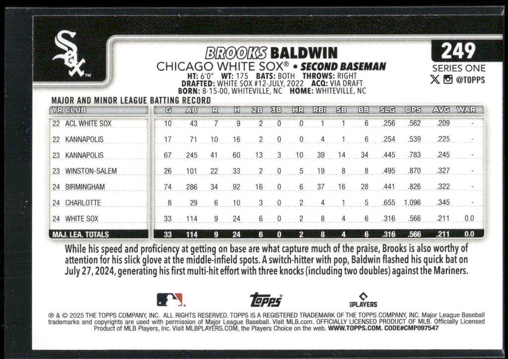 2025 Topps #249 Brooks Baldwin