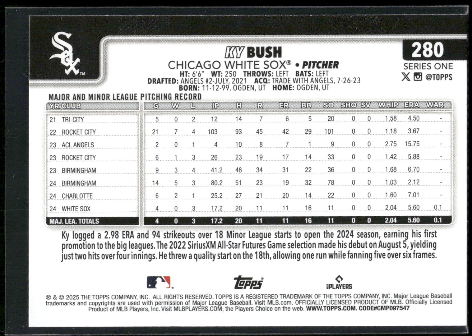 2025 Topps #280 Ky Bush