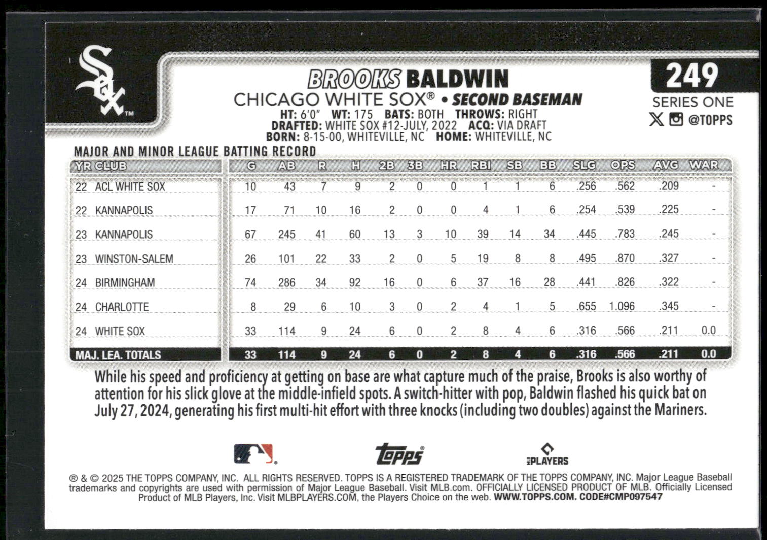 2025 Topps #249 Brooks Baldwin