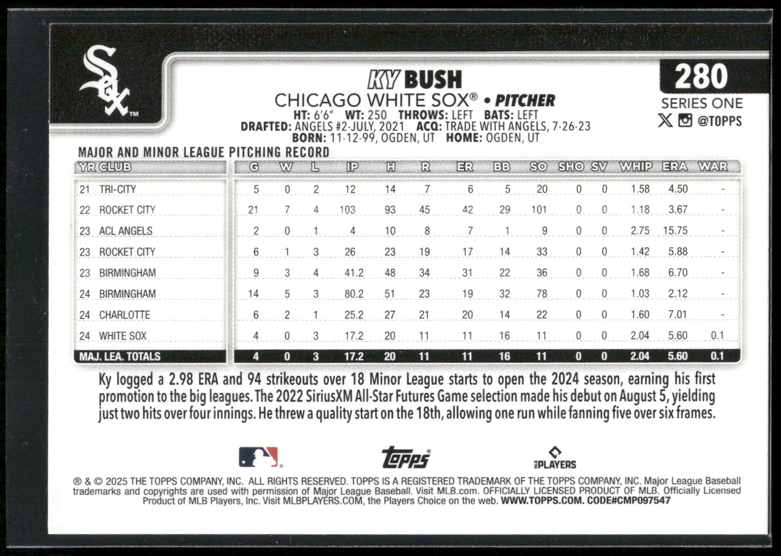 2025 Topps #280 Ky Bush