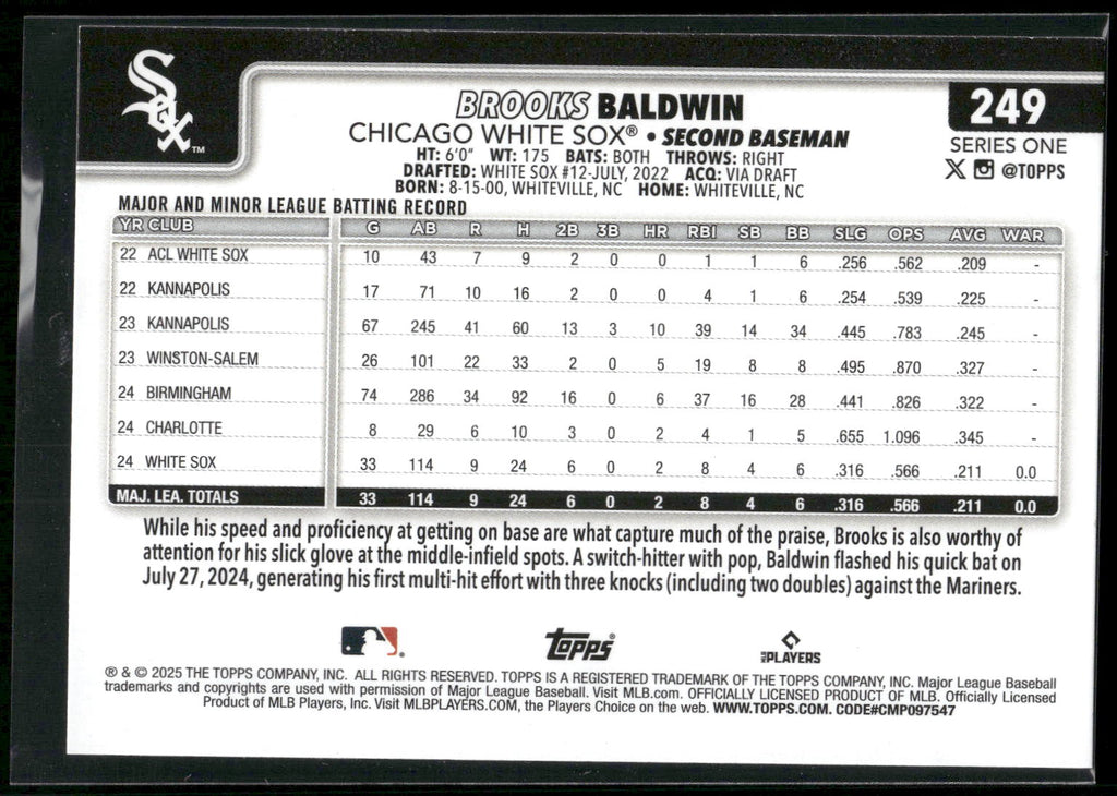 2025 Topps #249 Brooks Baldwin