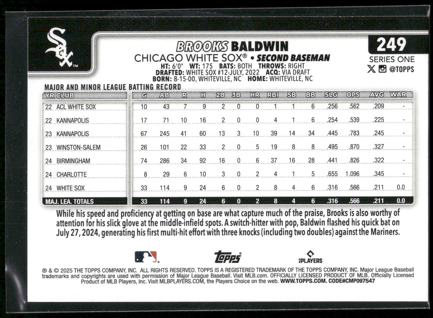 2025 Topps #249 Brooks Baldwin
