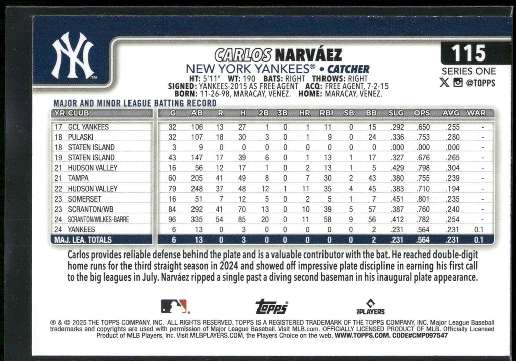 2025 Topps #115 Carlos Narvaez