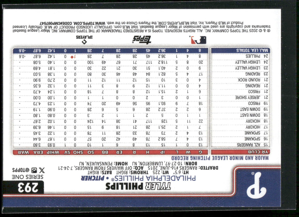 2025 Topps #293 Tyler Phillips
