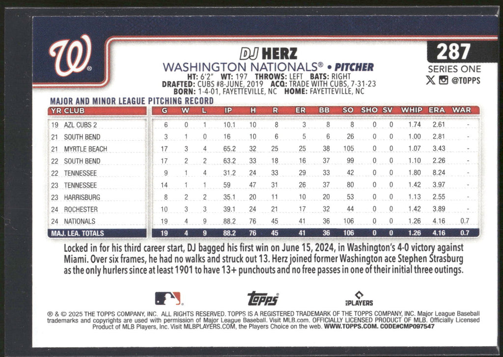 2025 Topps #287 DJ Herz
