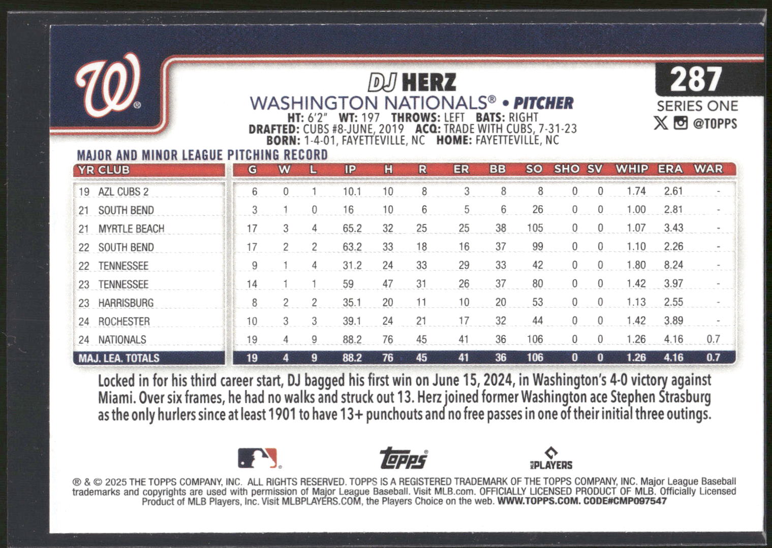 2025 Topps #287 DJ Herz