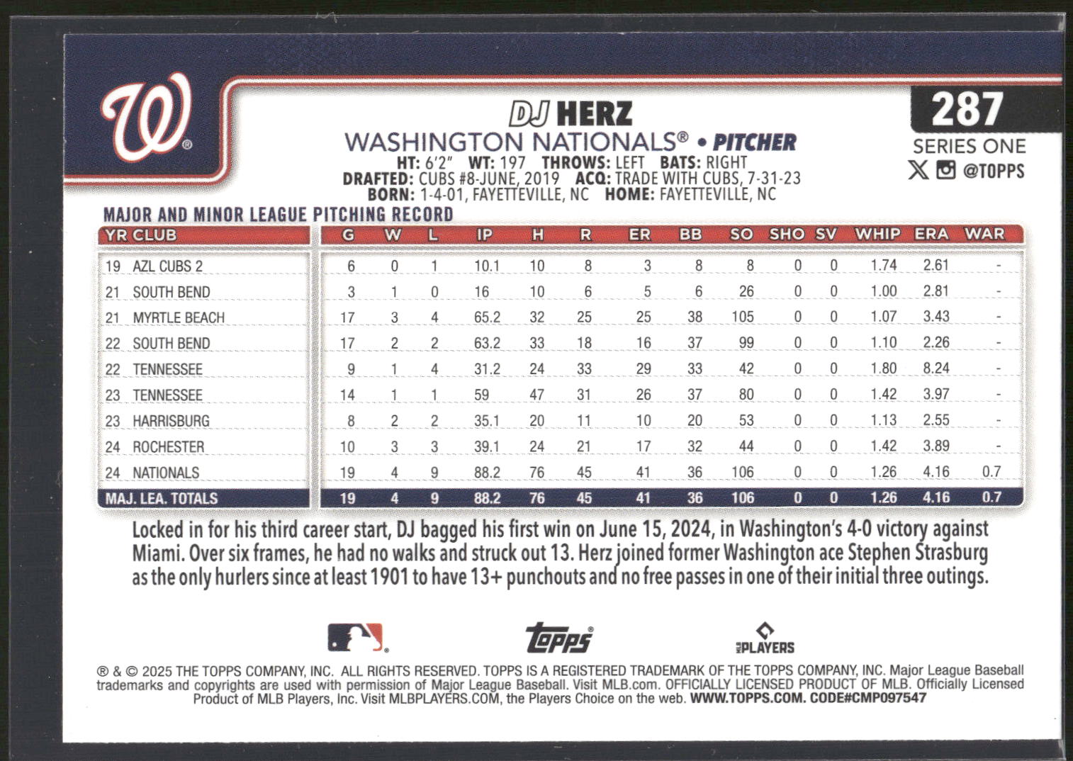 2025 Topps #287 DJ Herz