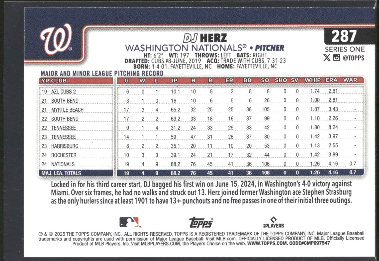 2025 Topps #287 DJ Herz