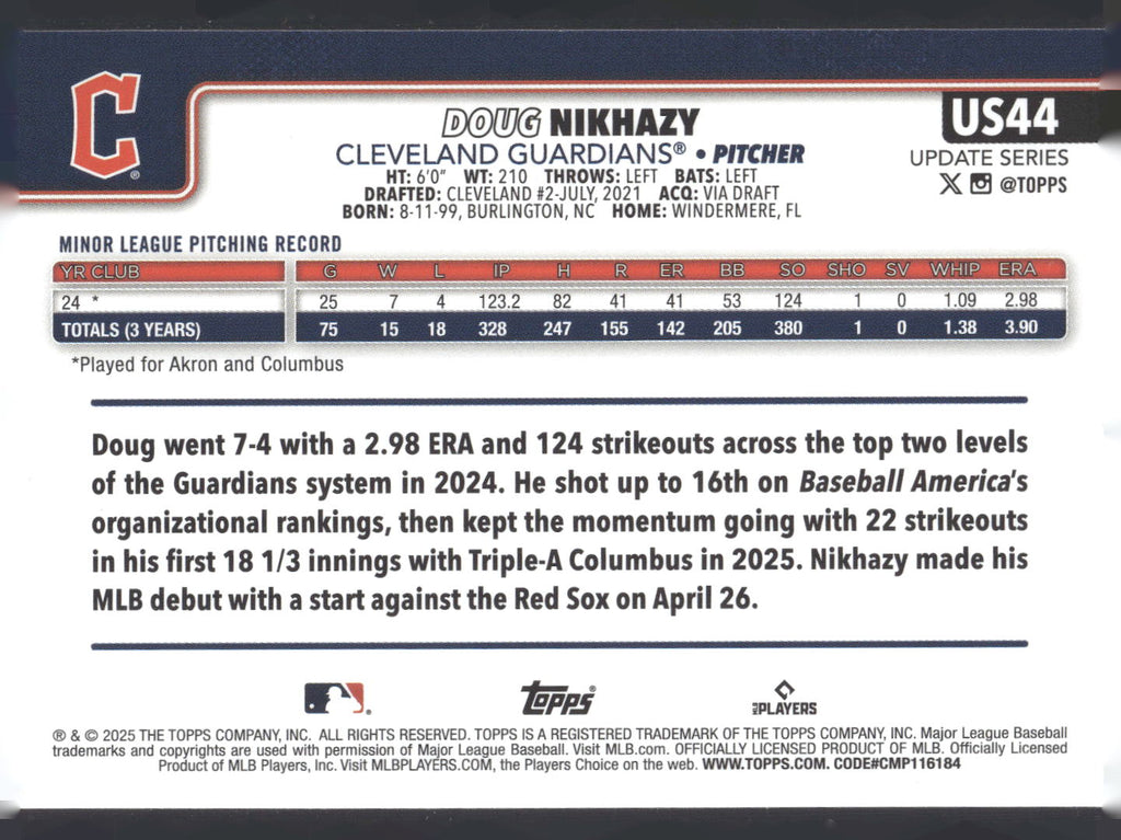 2025 Topps Update #US44 Doug Nikhazy