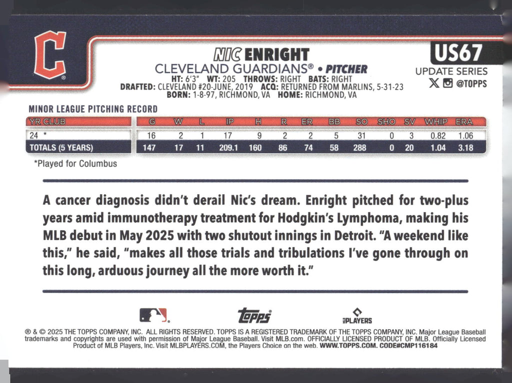 2025 Topps Update #US67 Nic Enright