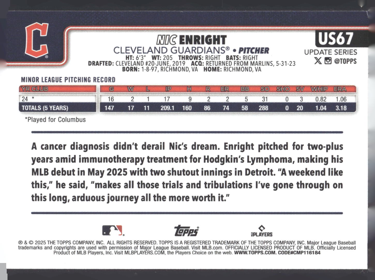 2025 Topps Update #US67 Nic Enright