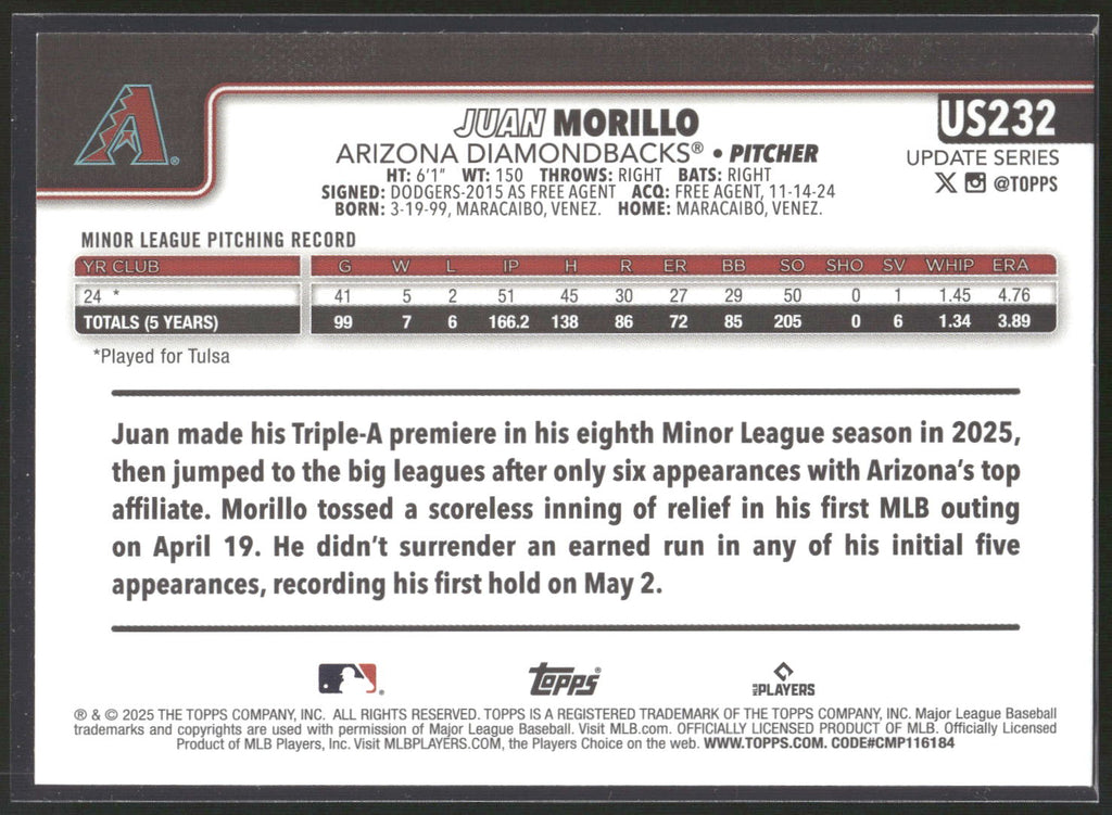 2025 Topps Update #US232 Juan Morillo