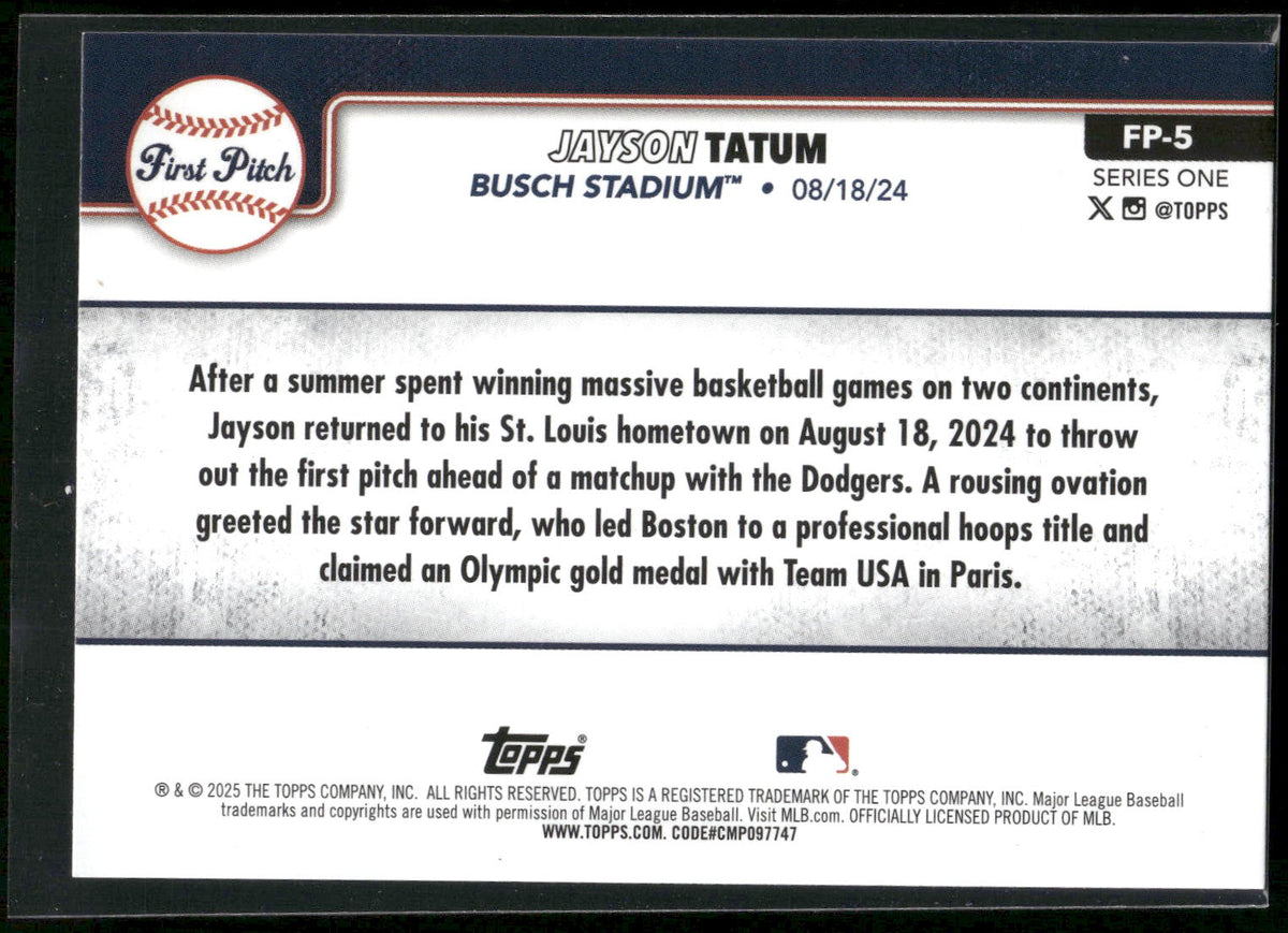 2025 Topps #FP-5 Jayson Tatum First Pitch (Series One)