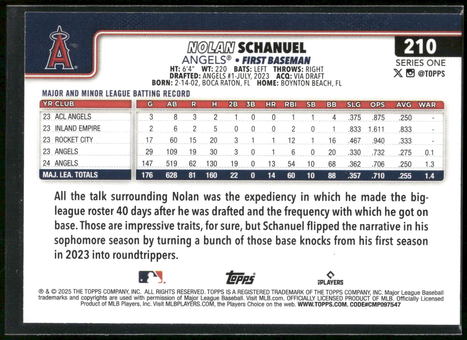 2025 Topps #210 Nolan Schanuel