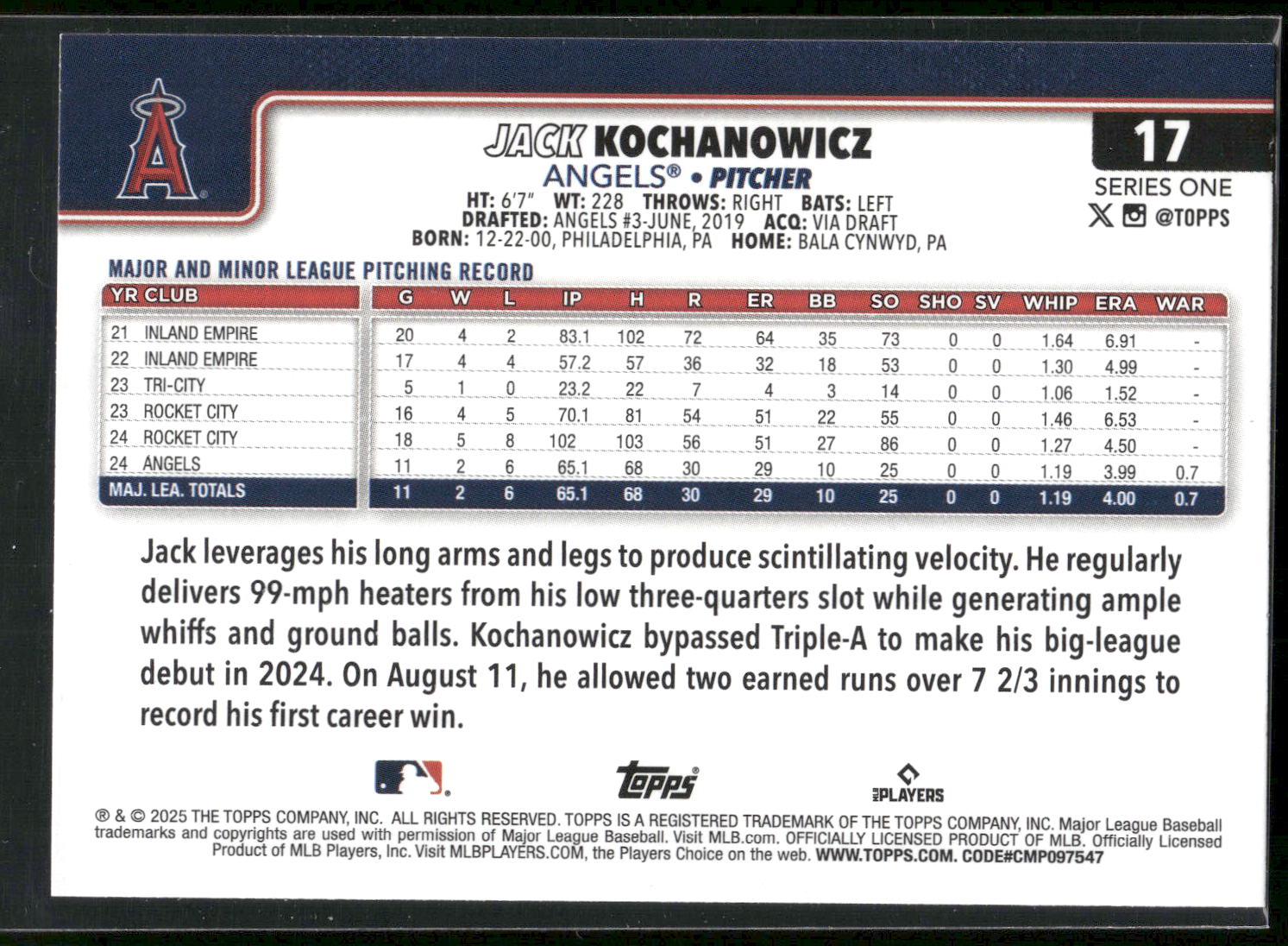 2025 Topps #17 Jack Kochanowicz