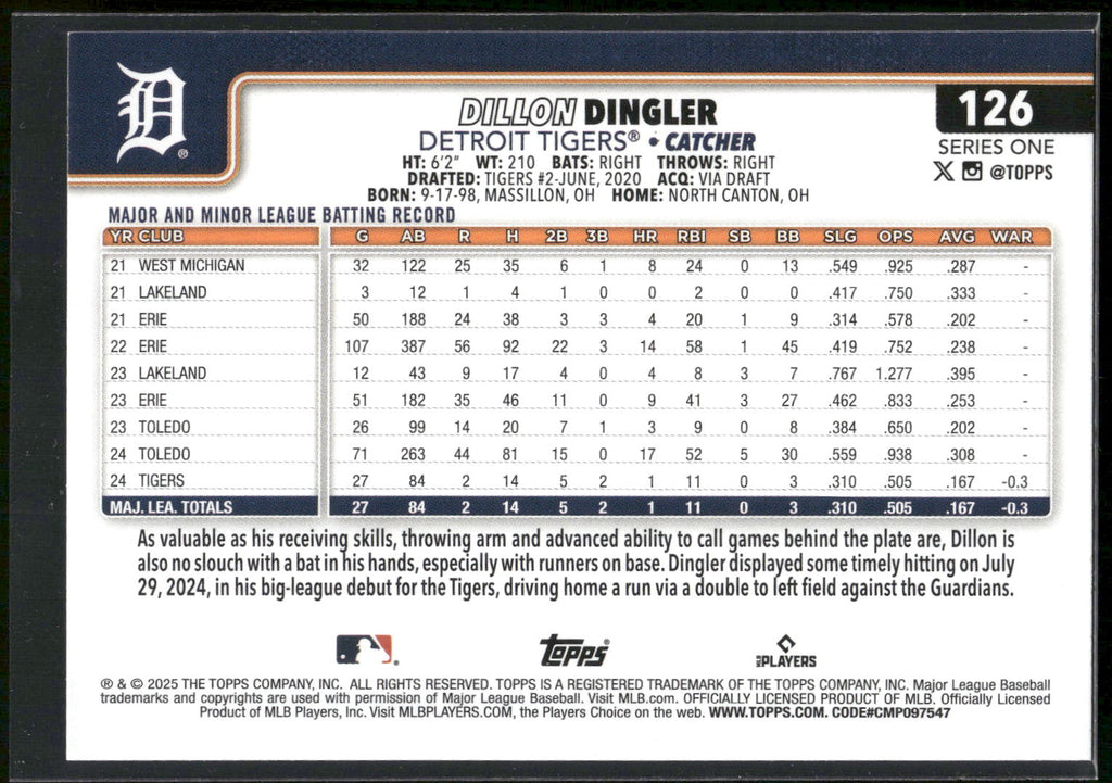 2025 Topps #126 Dillon Dingler