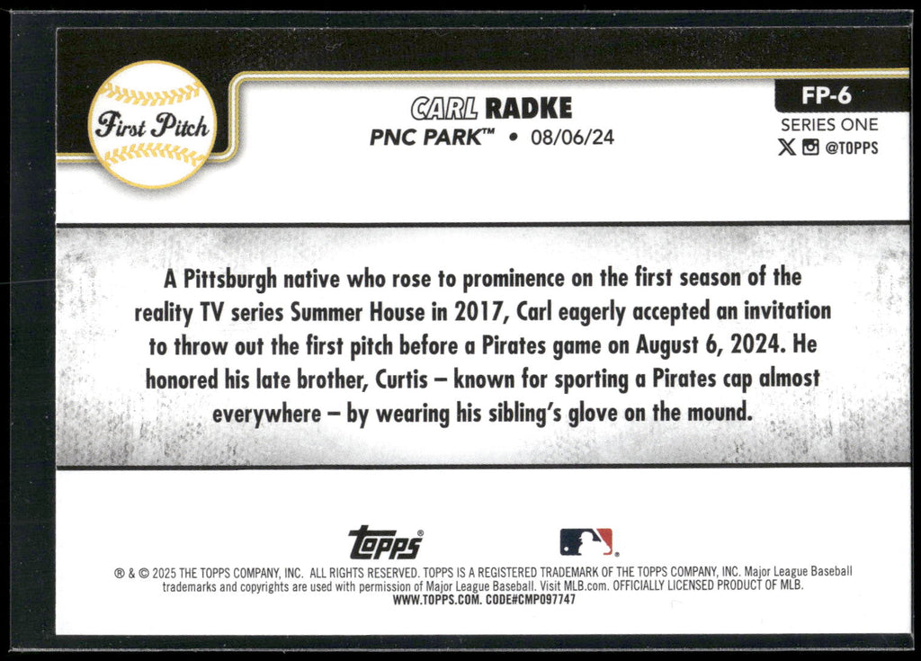 2025 Topps #FP-6 Carl Radke First Pitch (Series One)