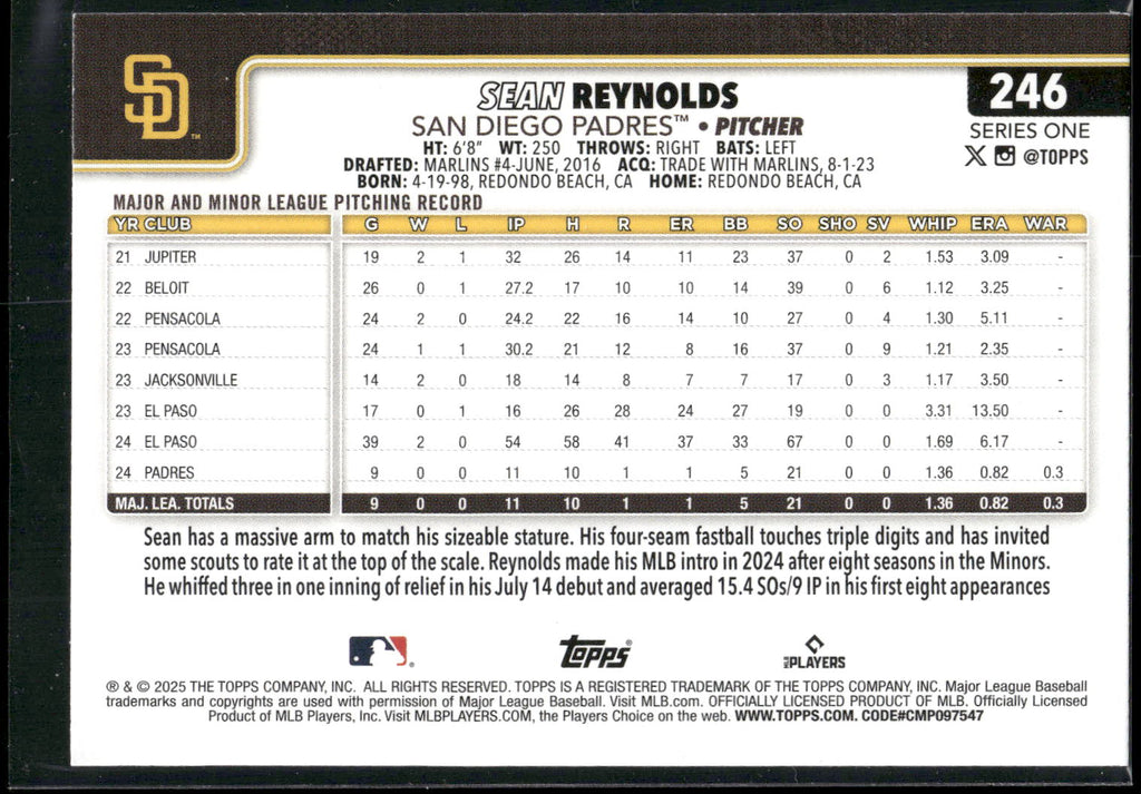 2025 Topps #246 Sean Reynolds