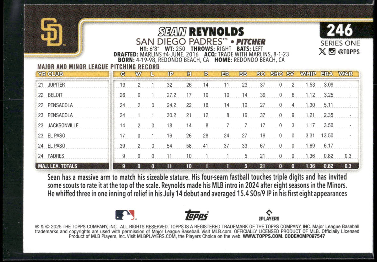 2025 Topps #246 Sean Reynolds