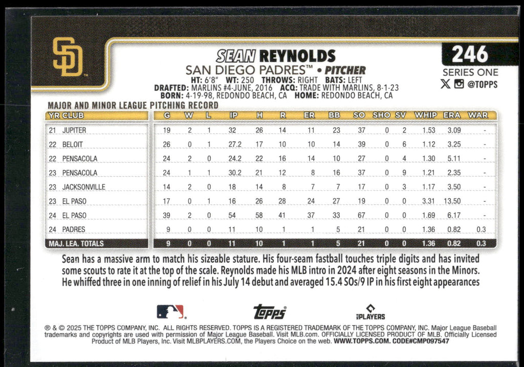 2025 Topps #246 Sean Reynolds