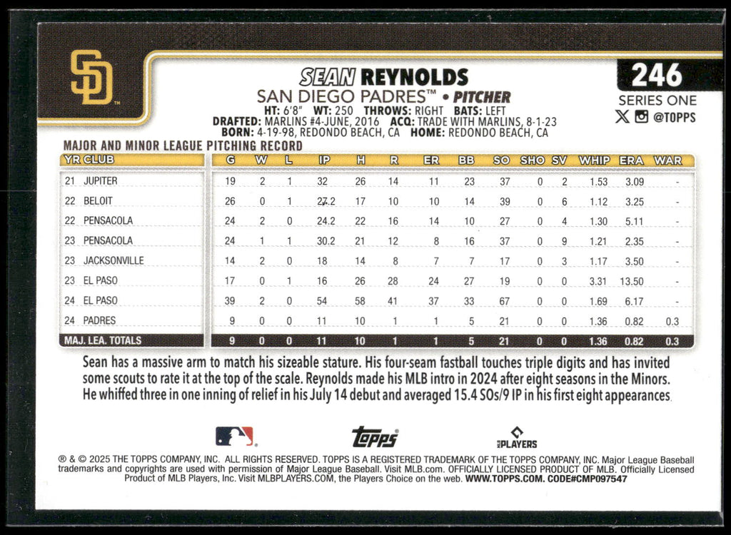 2025 Topps #246 Sean Reynolds