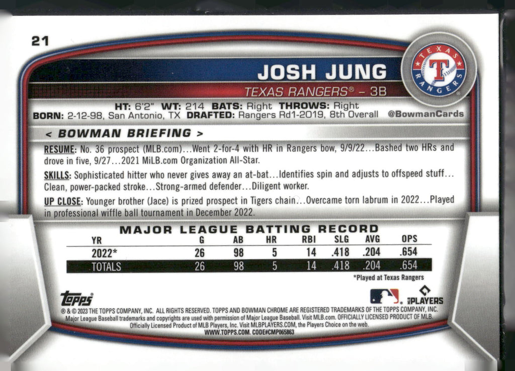 2023 Bowman Chrome #21 Josh Jung