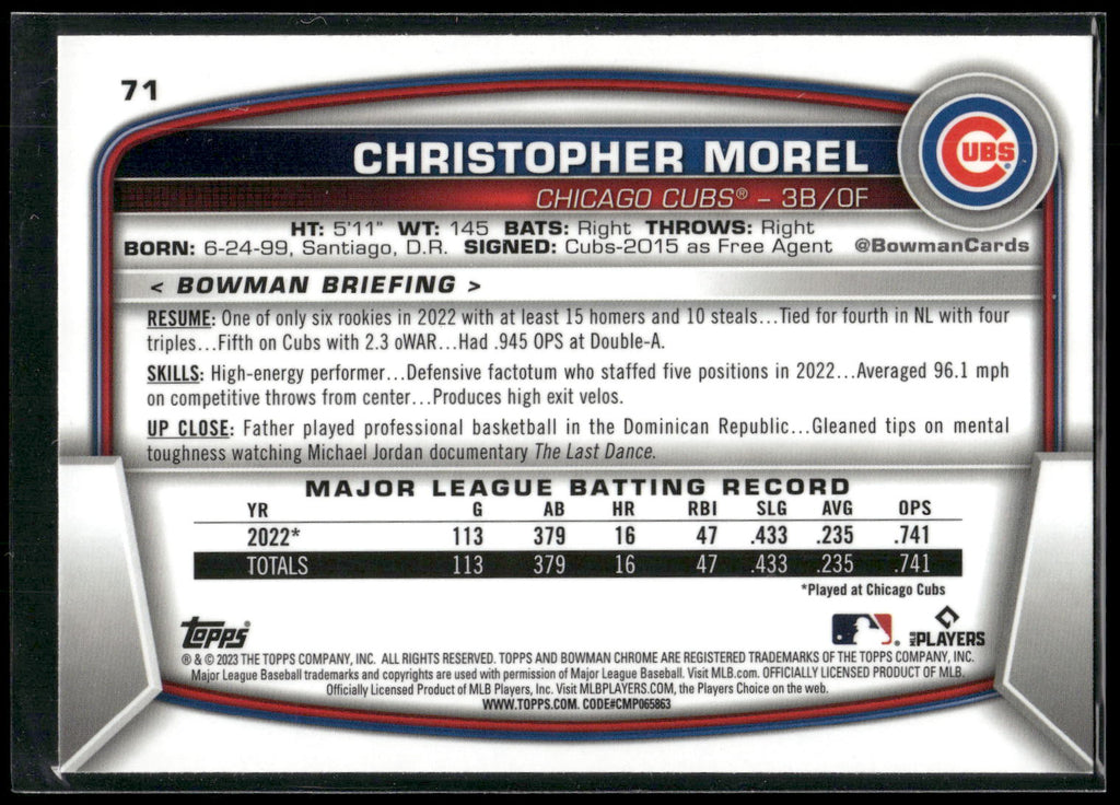 2023 Bowman Chrome #71 Christopher Morel