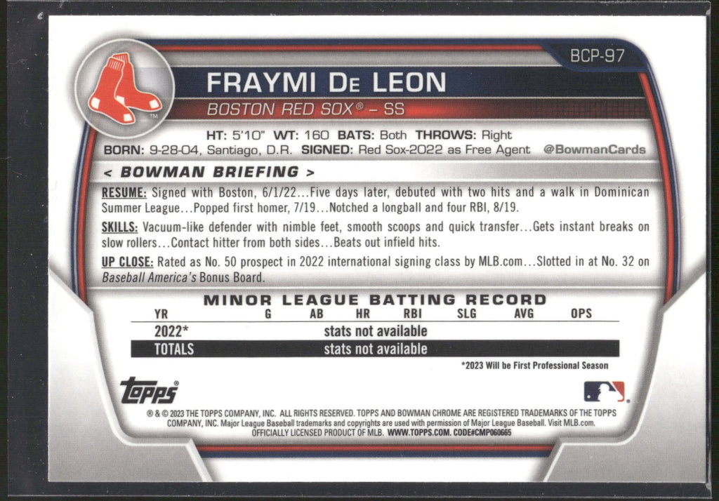2023 Bowman #BP-97 Fraymi De Leon Prospects