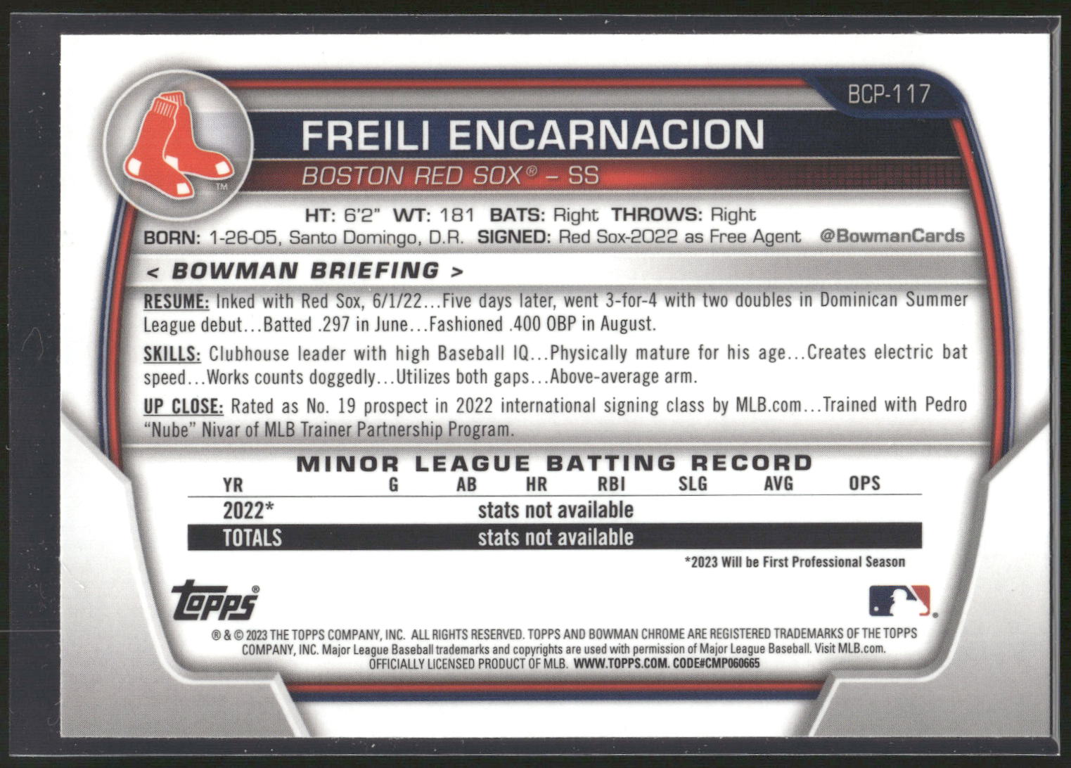 2023 Bowman #BCP-117 Freili Encarnacion Chrome Prospects