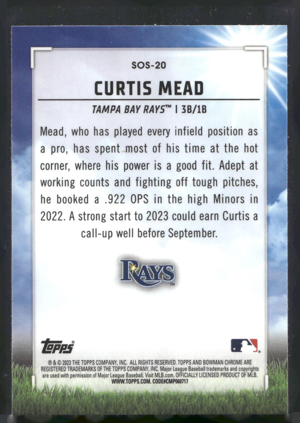 2023 Bowman #SOS-20 Curtis Mead Sights on September