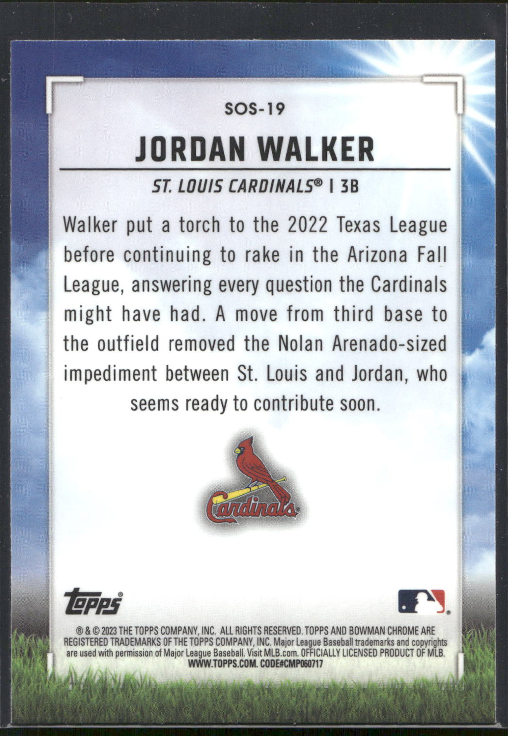 2023 Bowman #SOS-19 Jordan Walker Sights on September